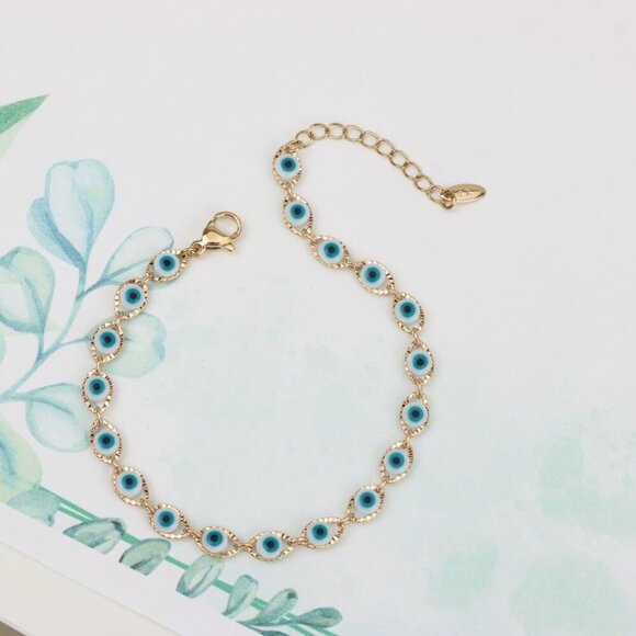 "Delicate Rose Gold Evil Eye Bracelet, XPBL0780 - Picture 4 of 12